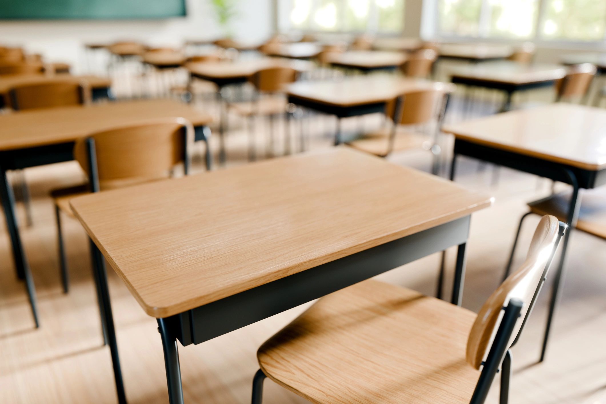 organized classroom desk